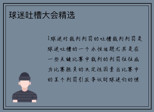 球迷吐槽大会精选