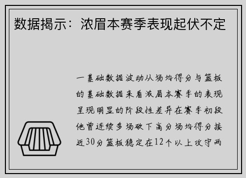 数据揭示：浓眉本赛季表现起伏不定